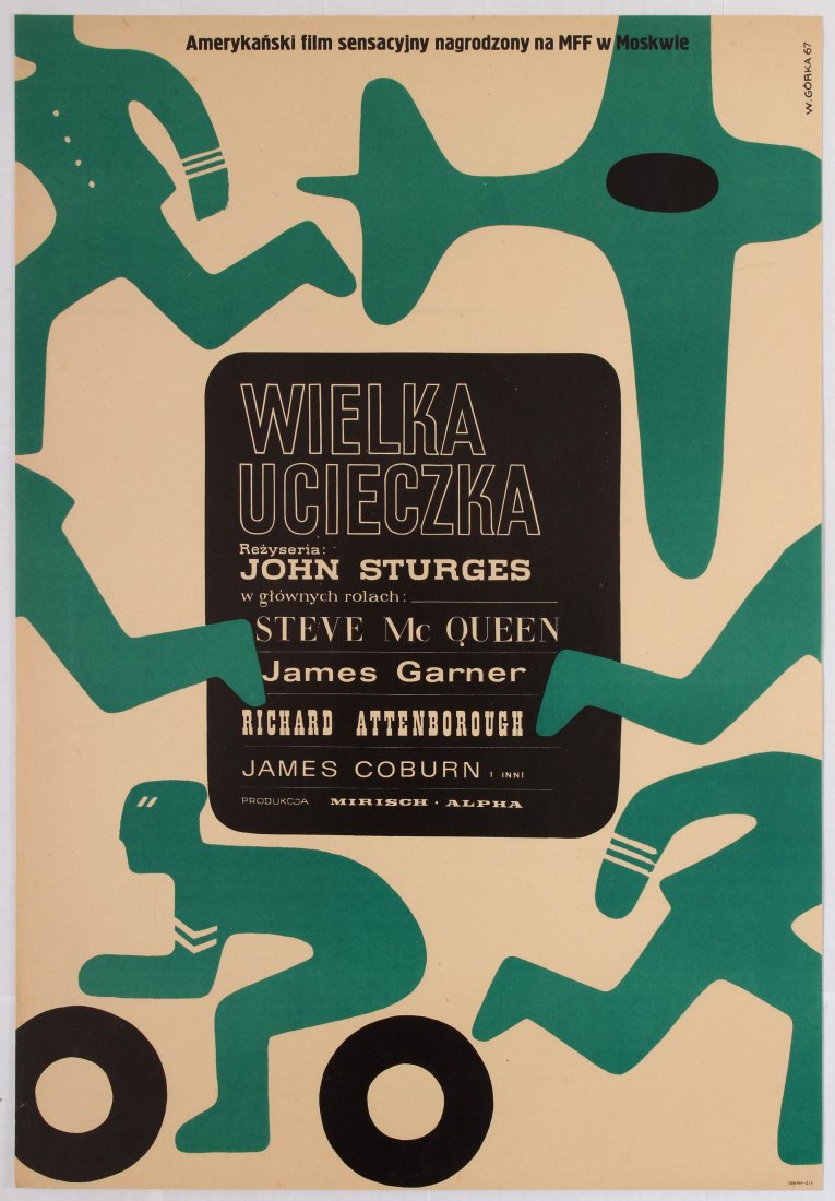 Polish Movie Poster American film The Great Escape: Polish Movie Poster for the American film The Great Escape (Wielka Ucieczka) - Directed by John Sturges. Starring Steve Mc Queen, James Garner, Richard Attenborough, James Coburn. Country: Poland. Yea