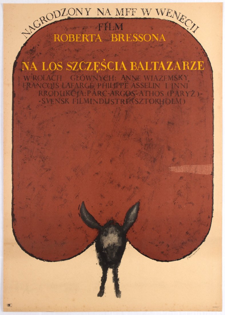 Polish Movie Poster for the French film Au Hasard,: Polish Movie Poster for the French film Au Hasard, Balthazar (Na Los Szczescia Baltazarze) - Directed by Robert Bresson. Starring Anne Wiazemsky, Francois Lafarge, Philippe Asselin. Country: Poland. Y