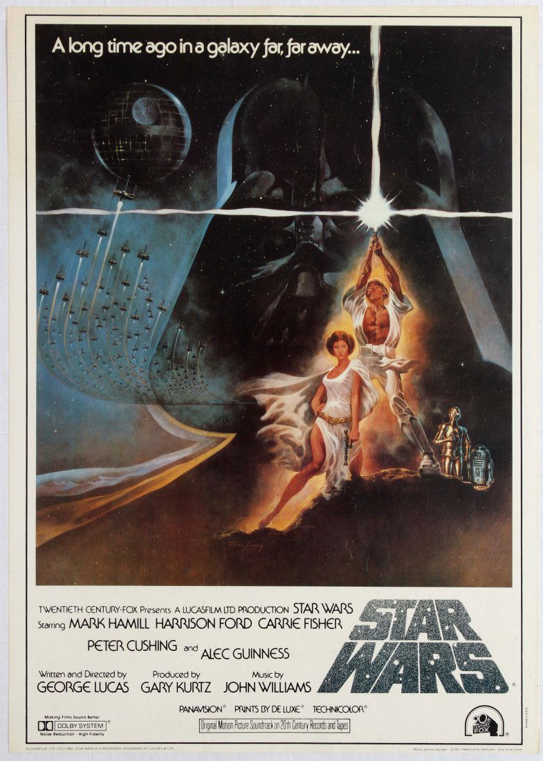 Movie Poster Star Wars Commercial: Commercial poster issues by Lucasfilm for sale. Star Wars - A long time ago in a galaxy far, far awayâ€¦ Country: USA. Year: 1982. Artist: Tony Jung. Size (cm): 71x51. Very good condition, folds a