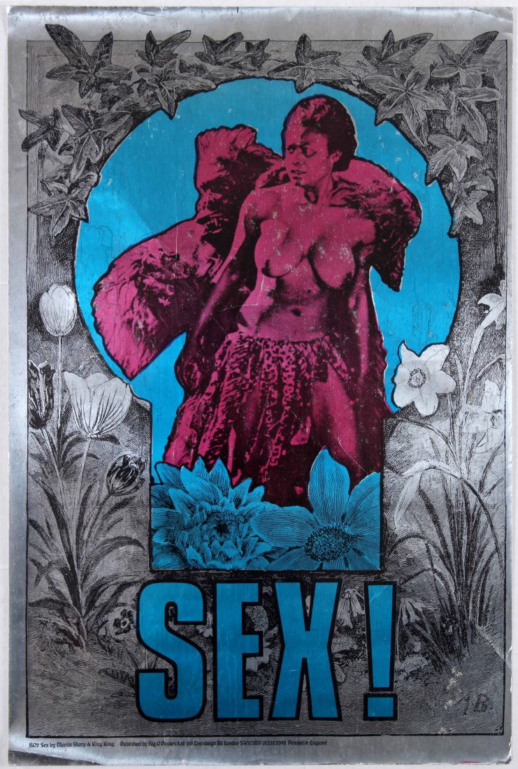 Advertising Poster Sex by Martin Sharp King Kong: Country: UK. Year: 1960s?. Artist: Martin Sharp. Size (cm): 76x50.5. Fair condition, folds and cracks, scratches.