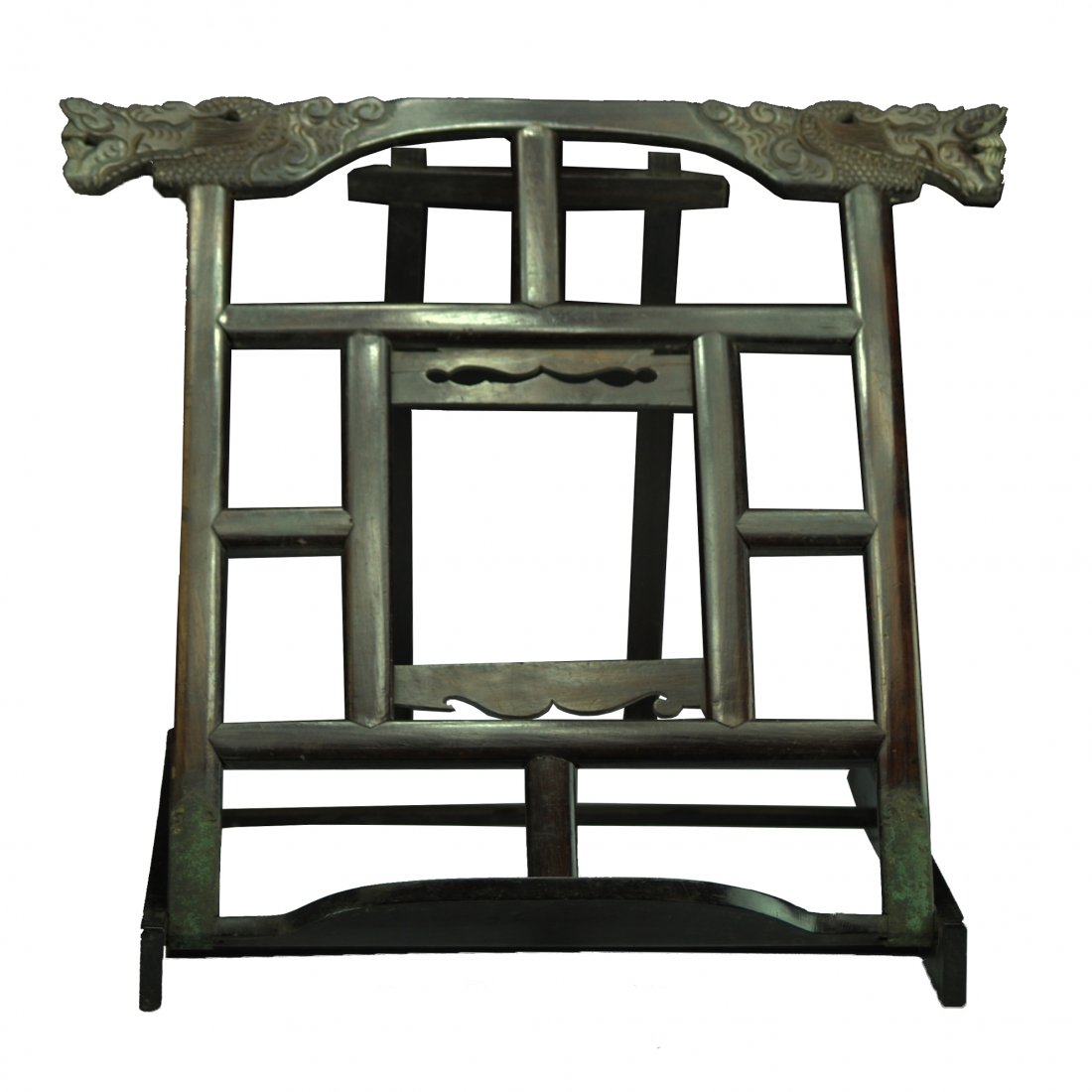 A Chinese Hardwood mirror holder: A Chinese Hardwood mirror holder, overall ht. 19, wd. 18 in.