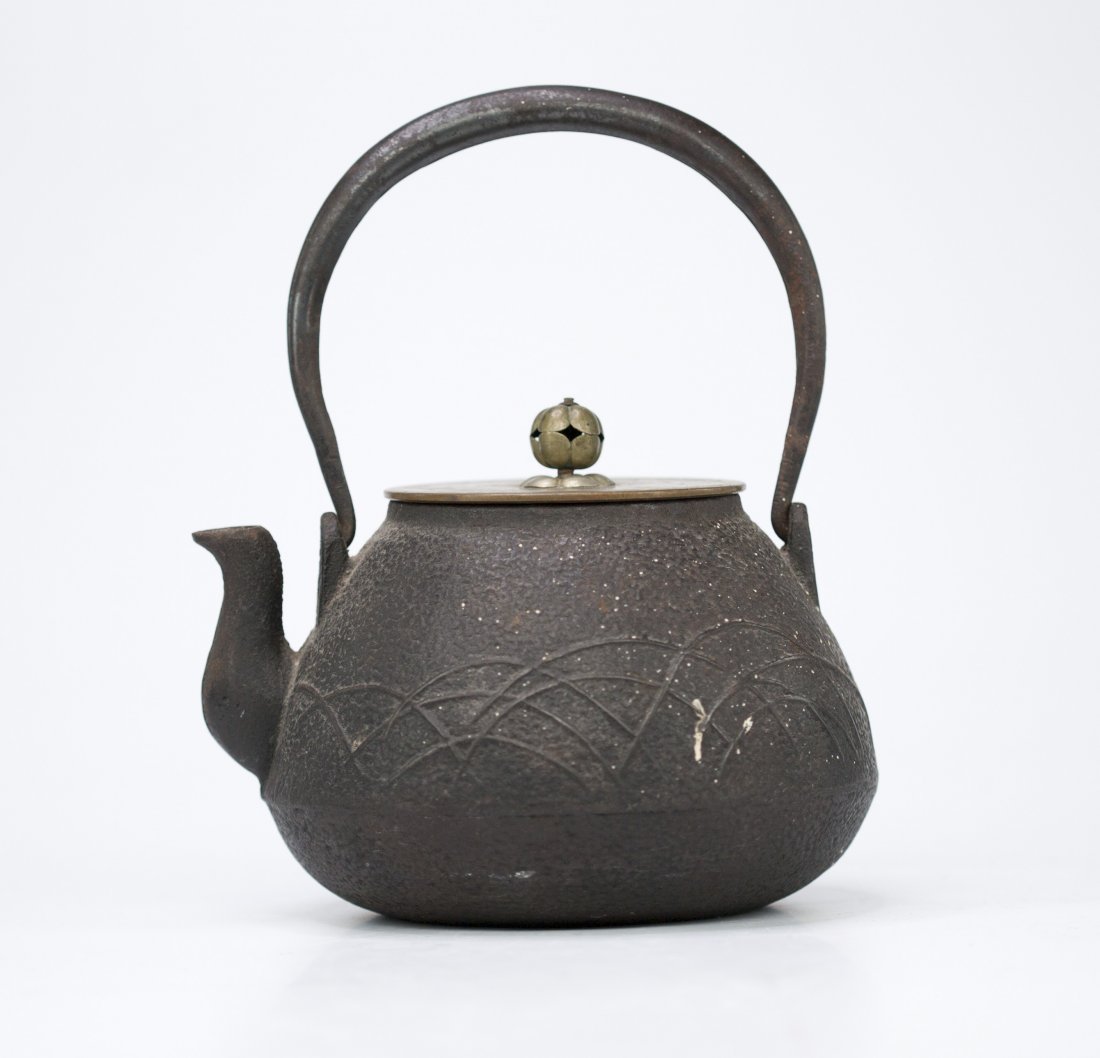 Japanese Iron Teapot: Signed on lid, ht. 8 in. with handle