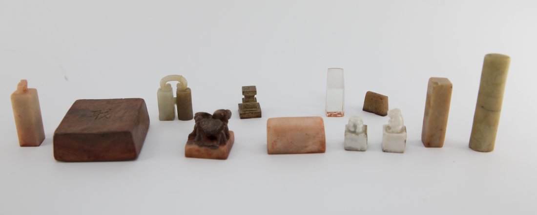 A Group of Twelve Chinese Soapstone Seals: A Group of Twelve Chinese Soapstone Seals, overrall ht.2 1/2 in.