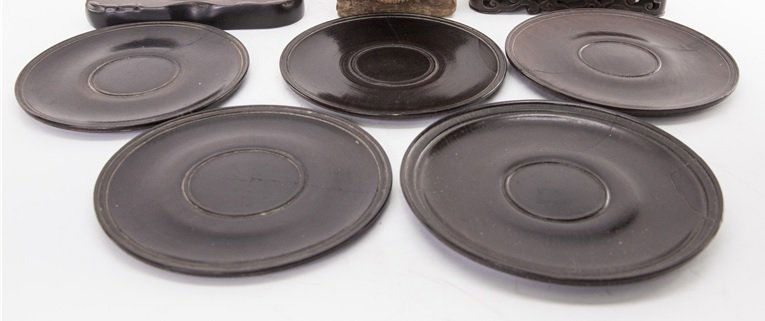 FIVE CHINESE ROSEWOOD PLATES: Five Chinese Rosewood Items: Five (5)plates. Diam. 4 in.