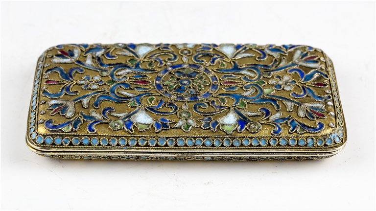 CHINESE ENAMELED CASE: Chinese Enameled Case Decorated with Floral Image. Lg. 4 1/2 in. Wd. 2 3/4 in.