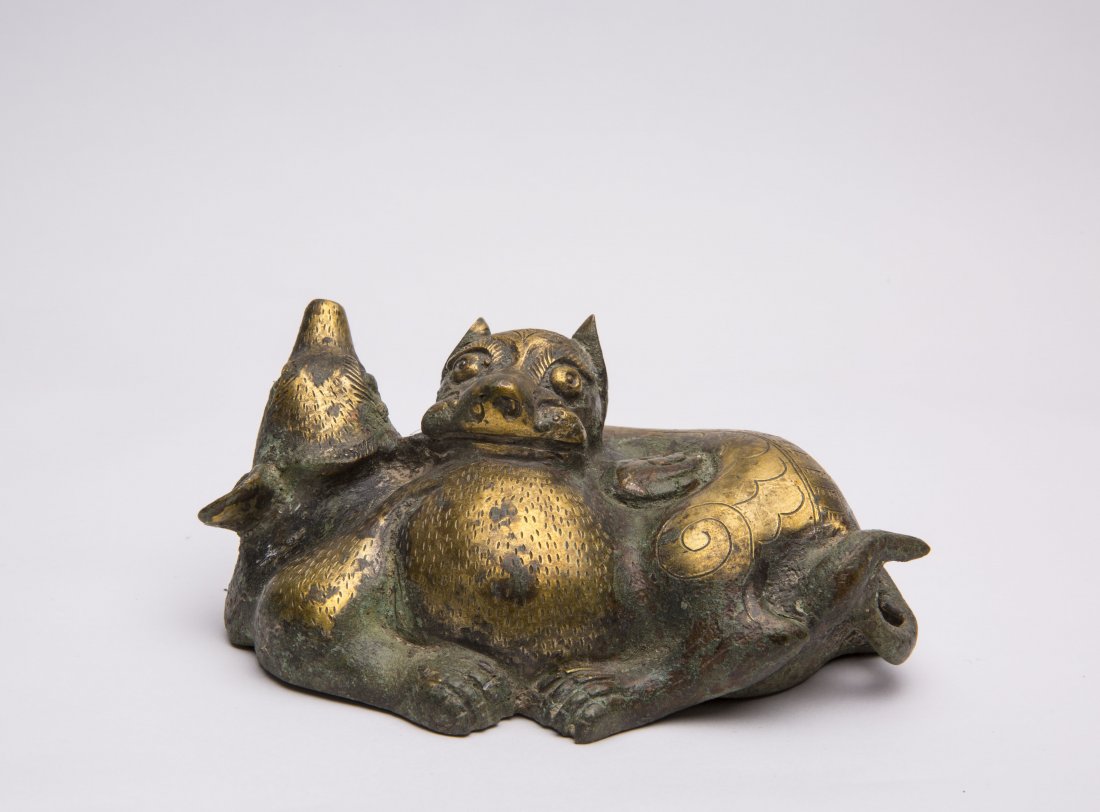 A GILT-BRONZE FIGURE OF TIGER WITH SHEEP (1 of 4)