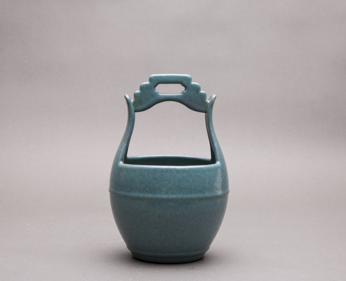 A BLUE GLAZED WATER BUCKET (1 of 4)