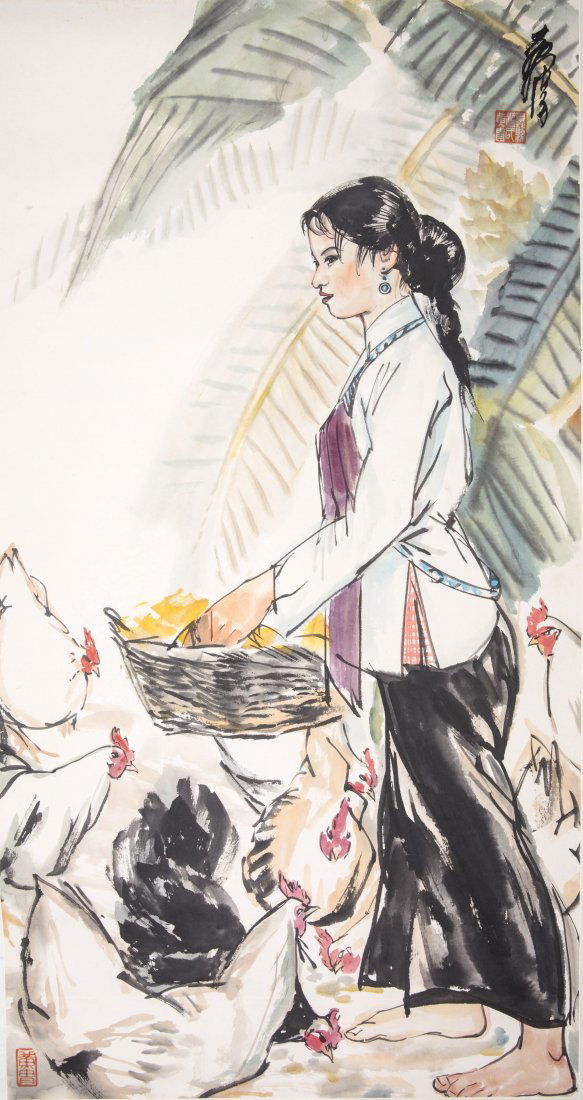 A CHINESE SCROLL PAINTING, HUANG ZHOU (1 of 4)