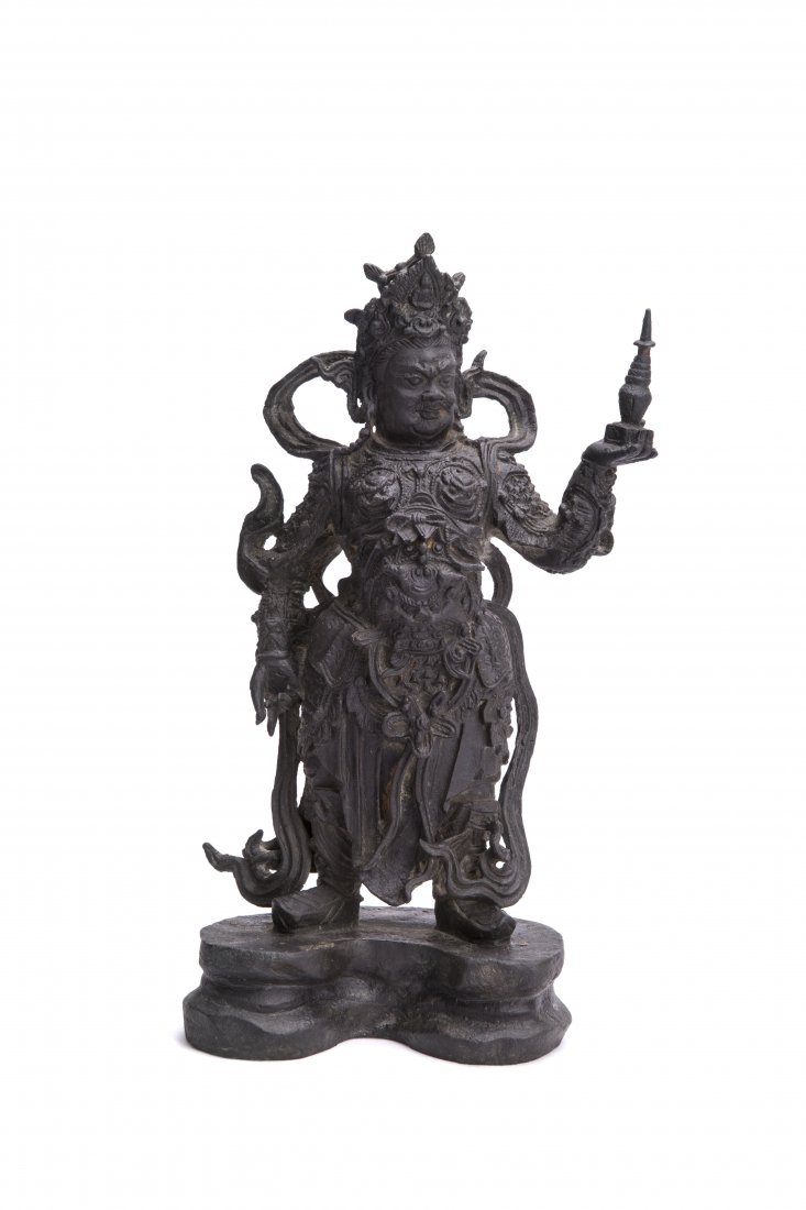A BRONZE WARRIOR FIGURE OF THE GUARDIAN KINGÂ  (1 of 4)
