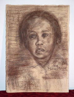 Drawing of a child, signed and dated lower right: Drawing of a child, signed and dated lower right: Marie Moore '72 Unframed.