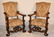 101: Pair 19th C Italian carved walnut armchairs