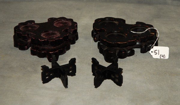 Four antique Chinese carved hardwood stands. Largest:: Four antique Chinese carved hardwood stands. Largest: 2" x 7" x 5 5"