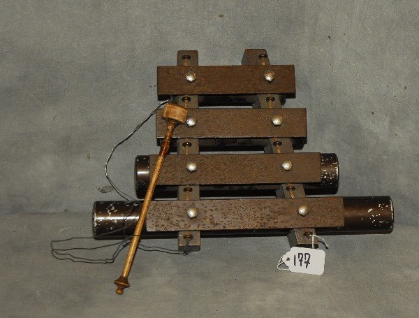 Metal tubular dinner bell chimes J C Deagan, 12" x 8 (1 of 2)