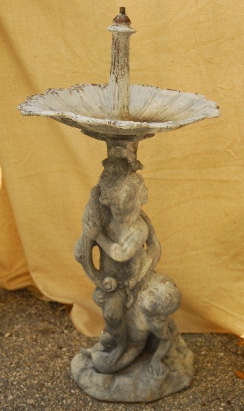 Lead figural garden fountain. H: 29" D: 14" (1 of 2)