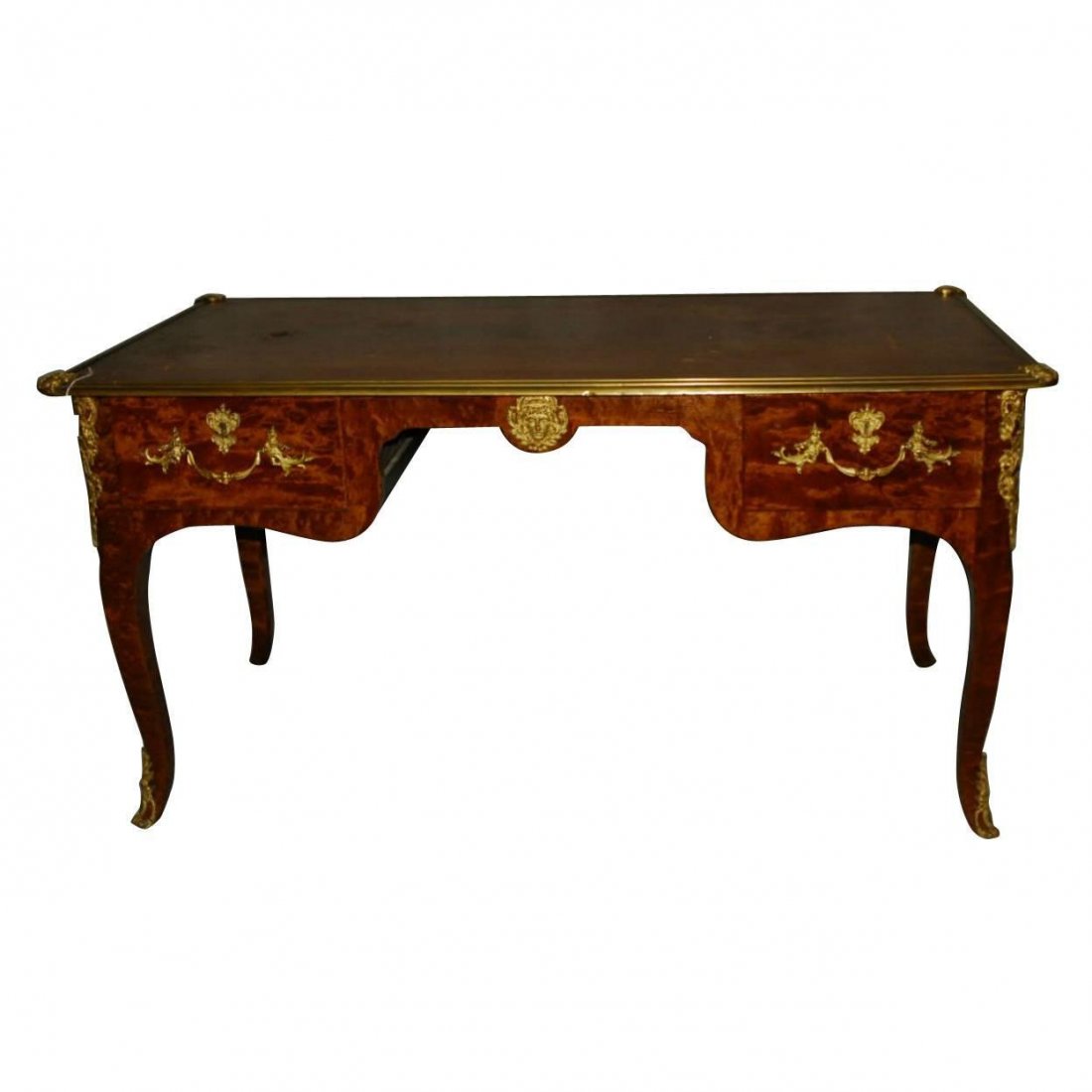 18th c. Louis XV bronze mounted bureau plat with (1 of 10)