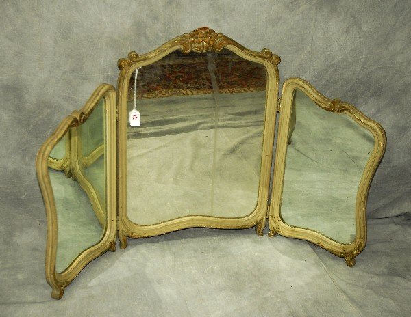 Louis XV style painted table-top trifold dressing (1 of 1)