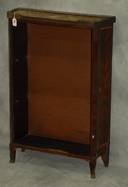 19th c. Louis XV style marble top bookcase. H: 34" W: (1 of 3)