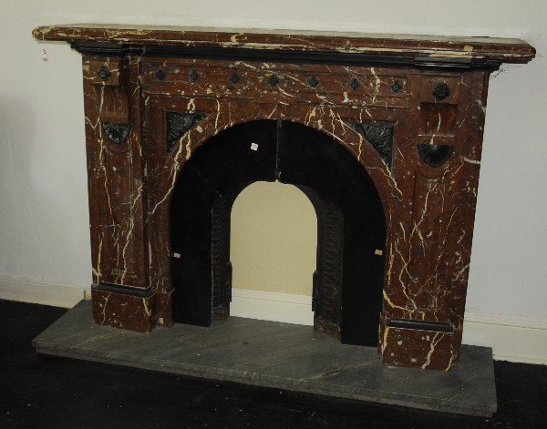 19th c. Napoleon III carved marble fireplace mantel. H: (1 of 4)