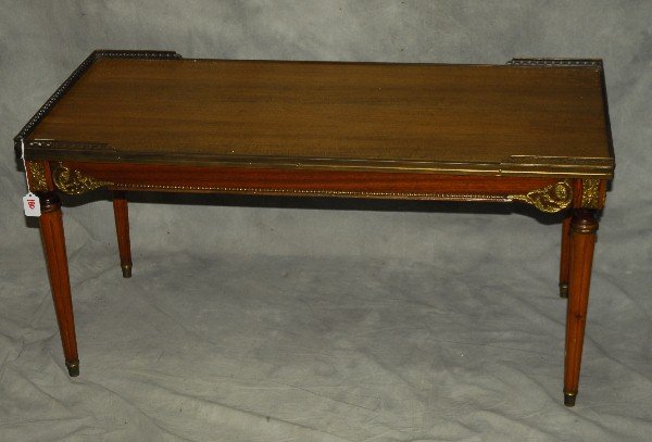 Louis XV style bronze mounted coffee table. H: 19.5" W: (1 of 2)