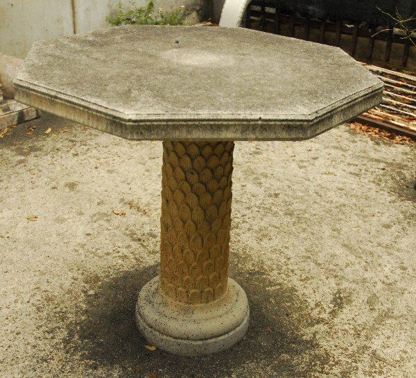 Cast stone hexagonal garden table. H: 27.5" W: 29" D: (1 of 1)