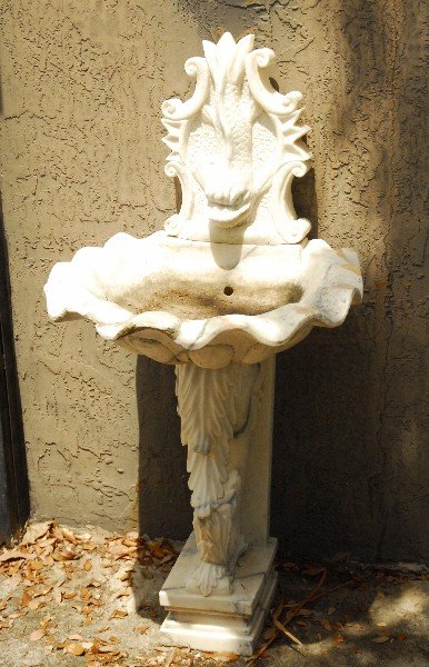 19th c. Empire style carved marble dolphin and shell (1 of 3)