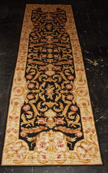 Aubusson tapestry rug. 8' 2" x 2' 7" (98" x 31") (1 of 4)