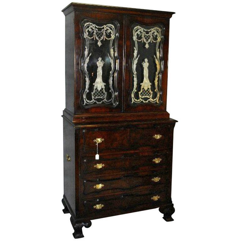 George III style mahogany two part secretary bookcase (1 of 8)