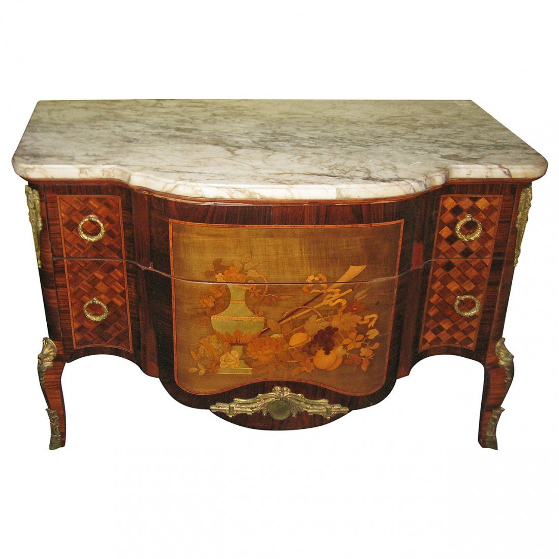 19th c. French Louis XV style bronze mounted and inlaid (1 of 5)