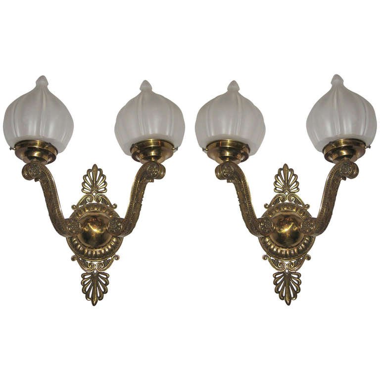 Pair of Russian Empire style bronze 2-light wall (1 of 6)