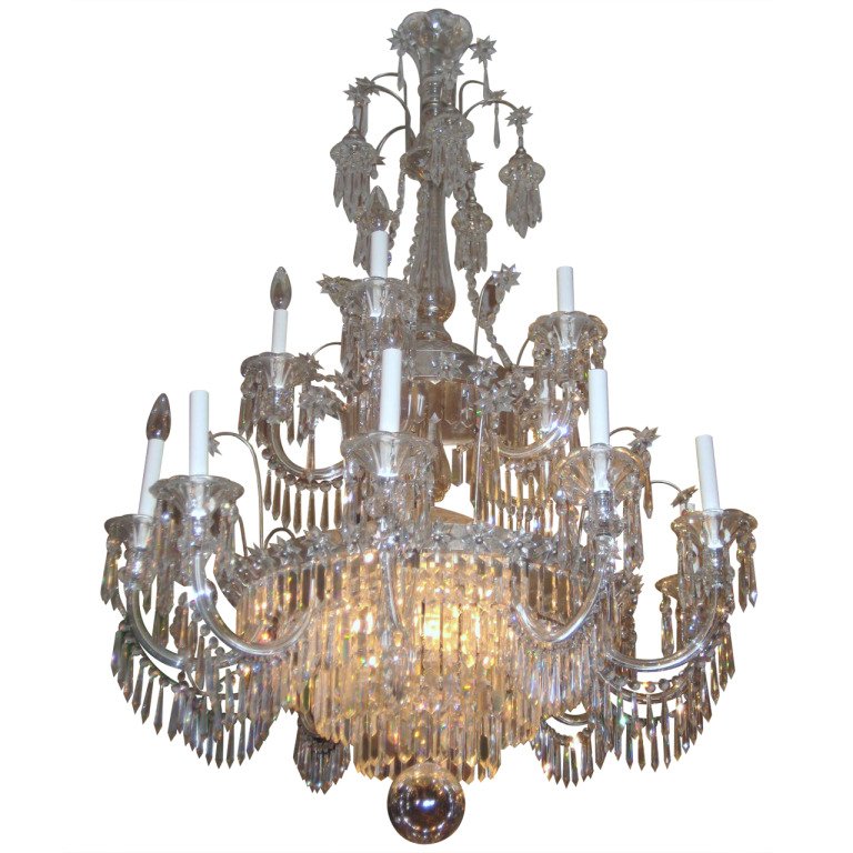 English Regency style 15-light crystal chandelier. H: (1 of 5)