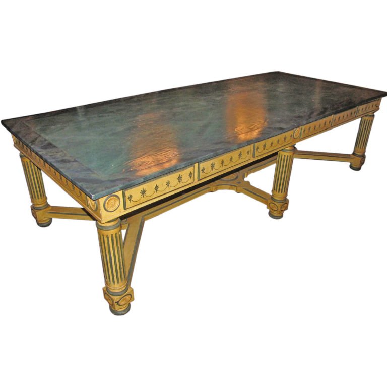 Large 19th c. Neoclassical style painted dining table. (1 of 4)
