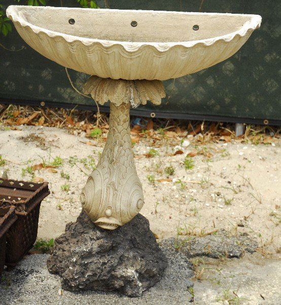 Grotto Cast Stone Garden Dolphin Planter (1 of 2)