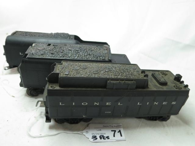 Three Lionel Tenders - 243W, 6466T, and one: unmarked model.