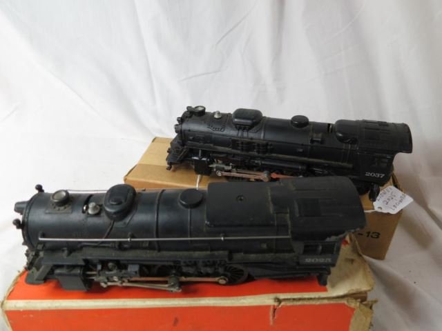 Two Lionel Postwar Engines with Original Boxes: No. 2037 and No. 2025
