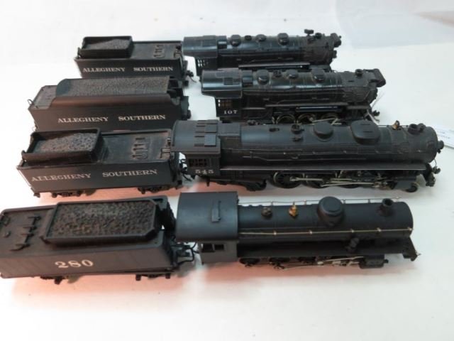 8 Pc. HO Train Lot - Three Rivarossi Engines: No. 102, 107 & 545, and Two Allegheny Southern Coal Tenders
