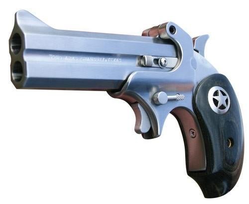 *NEW* BOND ARMS RANGER DERRINGER 410/45 COLT 4.25" with: FAMILY:Derringer Series MODEL:Ranger TYPE:Specialty Handgun ACTION:Single Action FINISH:Stainless STOCK/FRAME:Steel Frame STOCK/GRIPS:Black Ash Extended Grip CALIBER/GAUGE:410 Bore | 45 Colt CAPACITY: