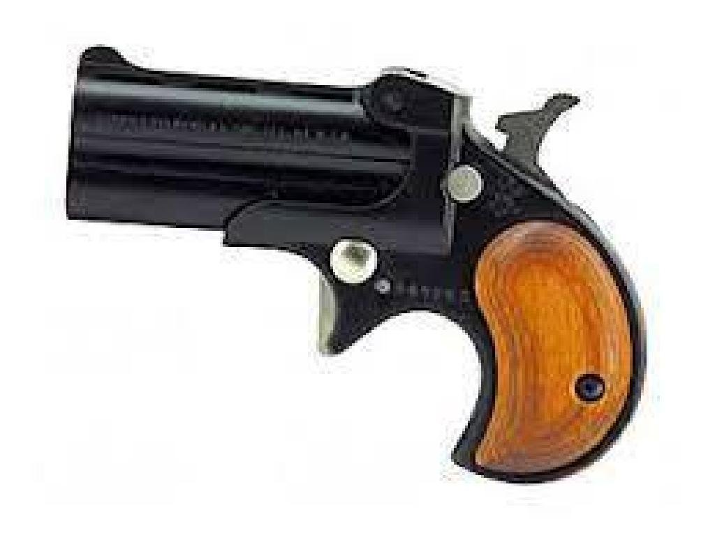 NEW!! COBRA ENT DERR 22WMR BLK WOOD-UPC Code:: Manufacturer: Cobra Enterprises Model: C22m Action: Derringer Type: Derringer Caliber: 22WMR Barrel Length: 2.4" Frame/Material: Alloy Finish/Color: Black Grips/Stock: Wood Capacity: 2Rd Hand: Right H