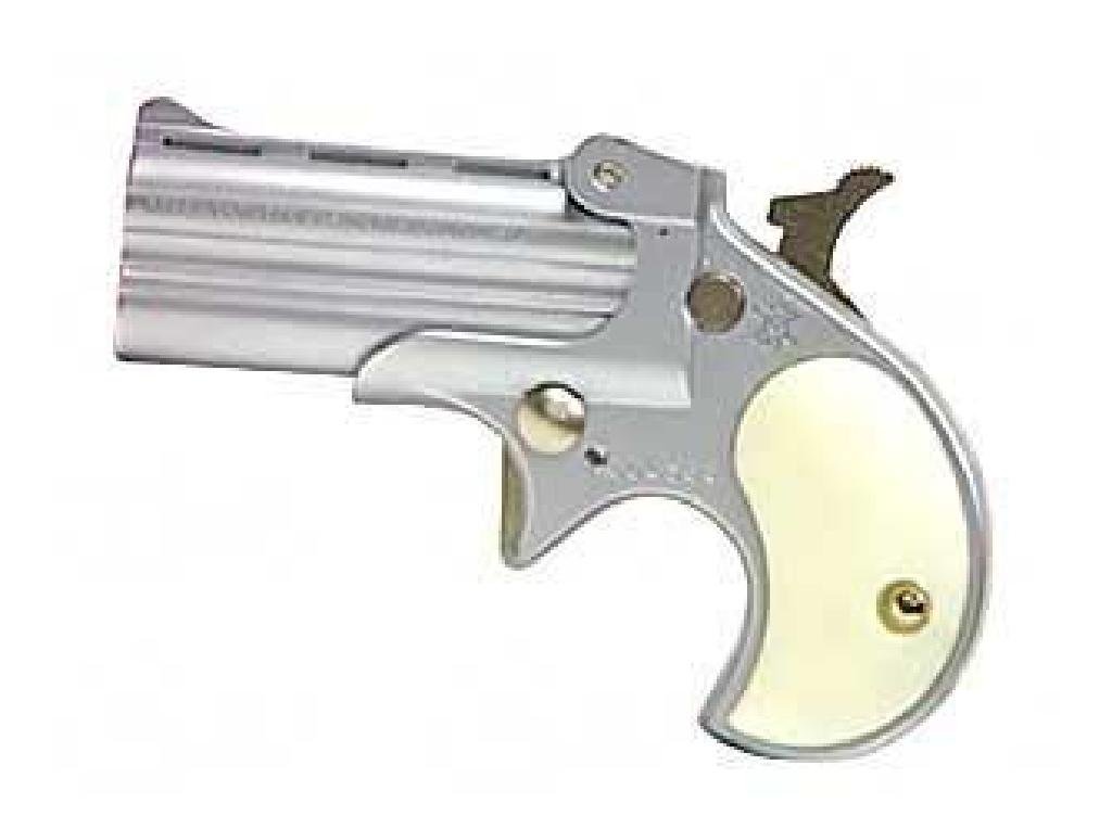 _NEW_! COBRA ENT DERR 22LR STN NKL PEARL 832716001114: UPC Code: 832716001114 Manufacturer: Cobra Enterprises Model: C22 Action: Derringer Type: Derringer Caliber: 22LR Barrel Length: 2.4" Frame/Material: Alloy Finish/Color: Nickel Grips/Stock: Pearl Capa
