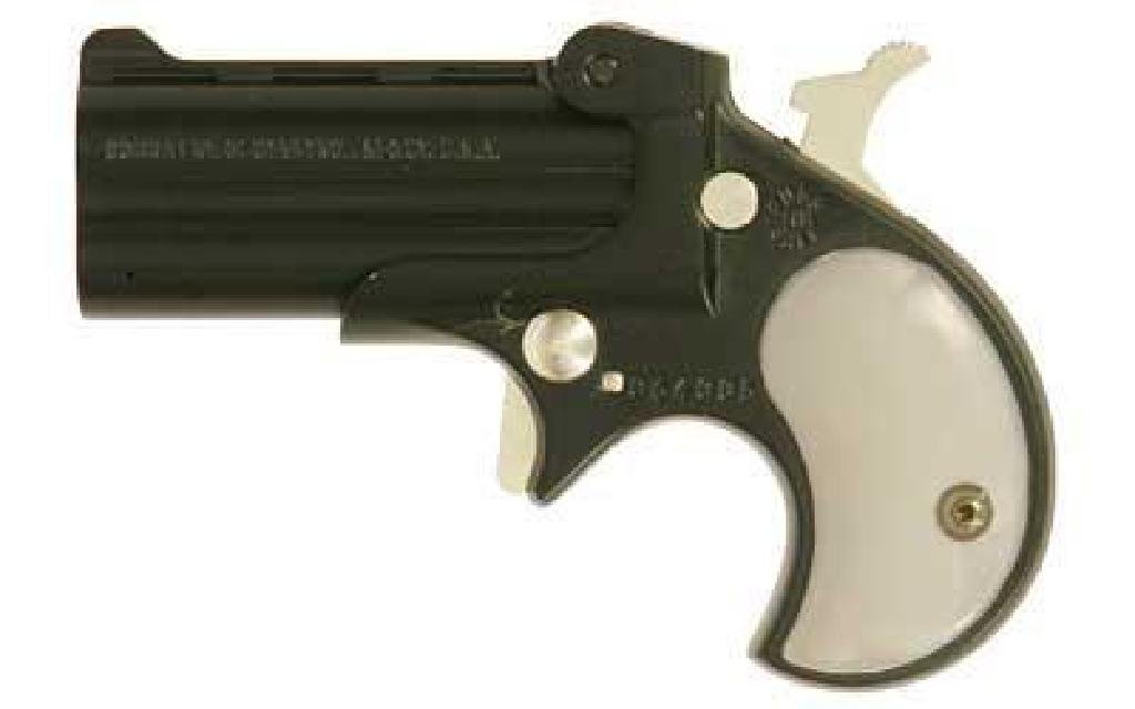 *NEW* COBRA ENT DERR 22LR BLK PEARL 832716001022: Cobra Enterprises, Derringer, 22LR, 2.4" Barrel, Alloy Frame, Blue Finish, Pearl Grips, Fixed Sights, 2Rd Product Specifications UPC Code: 832716001022 Manufacturer: Cobra Enterprises Model: C22 Actio