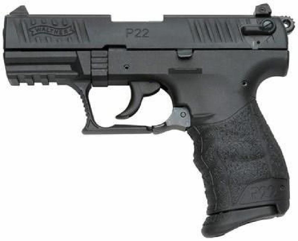 _NEW!_ WALTHER ARMS P22 M2 22 LR 723364200274: FAMILY:P22 Series MODEL:P22 M2 TYPE:Semi-Auto Pistol ACTION:Double / Single Action FINISH:Black STOCK/FRAME:Polymer Frame STOCK/GRIPS:Black Polymer CALIBER/GAUGE:22 LR CAPACITY:10+1 # OF MAGS:1 MAGAZI