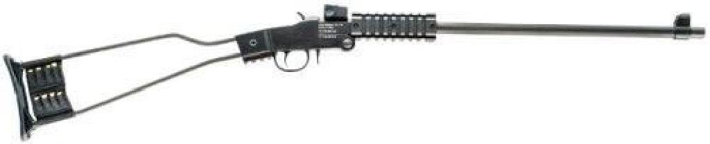 (NEW)CHIAPPA FIREARMS LITTLE BADGER 22 MAGNUM: FAMILY:Badger Series MODEL:Little Badger TYPE:Rifle ACTION:Single Shot FINISH:Blue STOCK/FRAME:Collapsible / Folding Stock CALIBER/GAUGE:22 Magnum CAPACITY:1 BARREL:16.5" SIGHTS:Adjustable Rear sight 