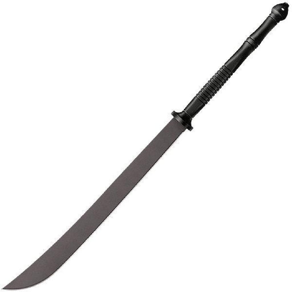 *NEW* Thai Machete, Black Handle & Blade w/Sheath, 22: The Thai Machetes wide blade and curved cutting edge make it an excellent brush cutter. Slicing grass, vines and light foliage with ease. Its fully sharpened blade is made from the same tough 1055 Car