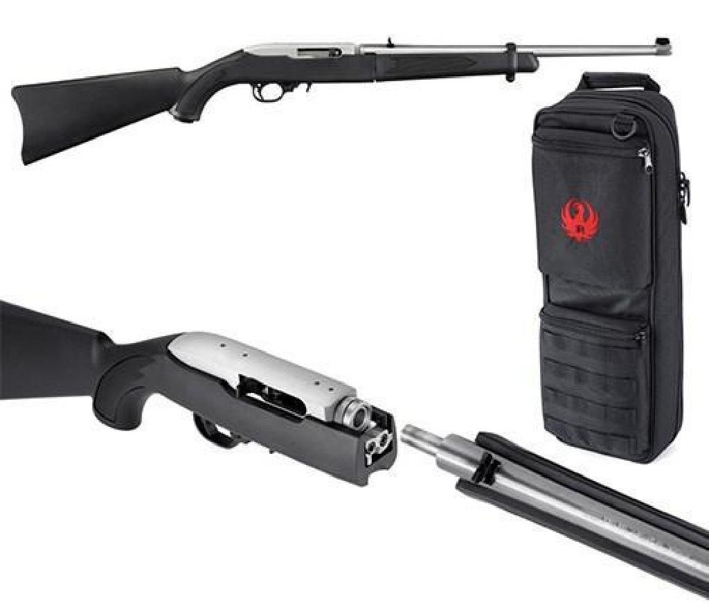 (WC) RUGER 10/22 TAKEDOWN 22 LR 736676111008: RUK1022-TD PRODUCT DETAILS FAMILY:10/22 Series MODEL:10/22 Takedown TYPE:Rifle ACTION:Semi-Auto FINISH:Stainless STOCK/FRAME:Synthetic Stock STOCK/GRIPS:Black Sythetic CALIBER/GAUGE:22 LR CAPACITY:10+