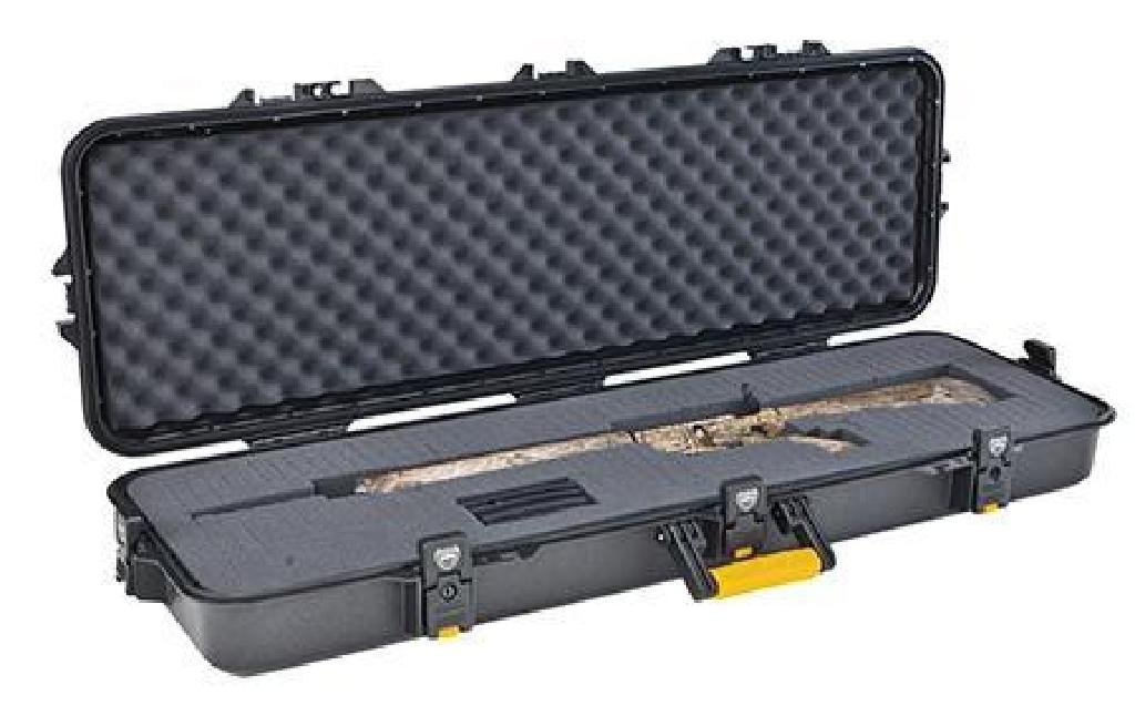 *NEW* Plano 108421 All Weather AR Case 42" Polymer: Proofs:Waterproof Type:Gun Case Color:Black/Yellow Dimensions:46" x 16" x 5.5" Material:Polymer Finish:Matte Airline Approved:Yes Pressurized:Yes Hardware:Dual-Stage Lockable Latches Lockable:Yes Padd