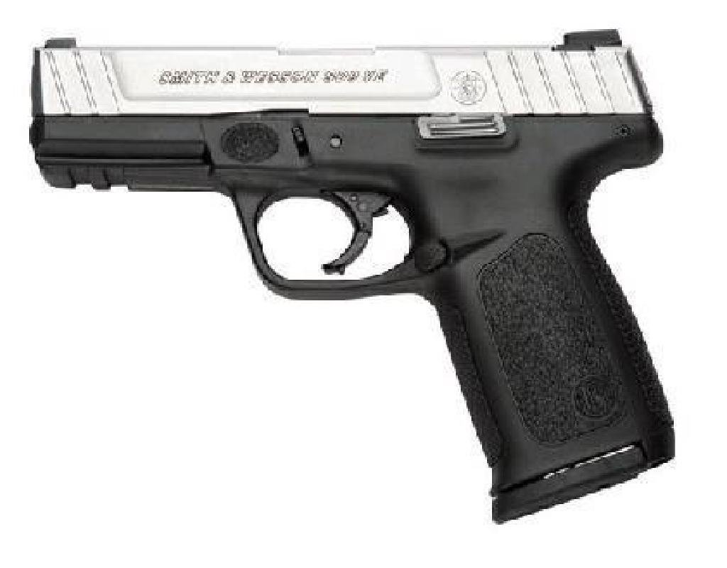 !NEW! SMITH AND WESSON SD9VE 9MM 022188149326: FAMILY:Self Defense Series MODEL:SD9VE TYPE:Semi-Auto Pistol ACTION:Double Action Only FINISH:Stainless STOCK/FRAME:Polymer Frame STOCK/GRIPS:Black Polymer CALIBER/GAUGE:9mm CAPACITY:16+1 # OF MAGS:2 