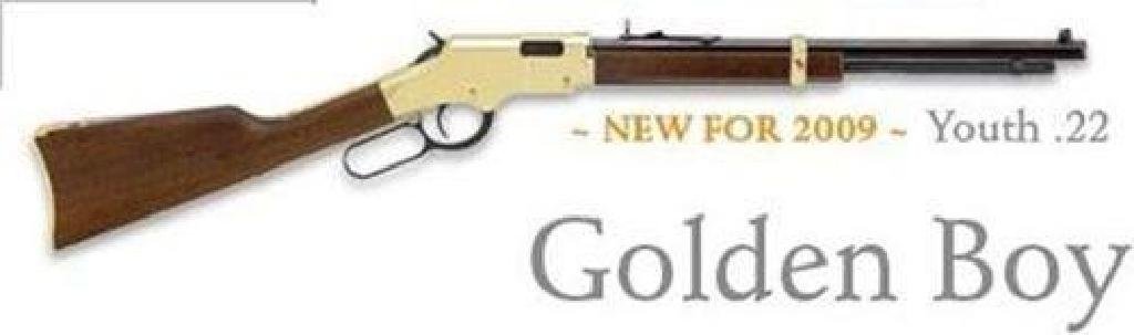!NEW! HENRY REPEATING ARMS GOLDENBOY 22 LR 619835016065: FAMILY:Golden Boy MODEL:Goldenboy TYPE:Rifle ACTION:Lever Action FINISH:Blue STOCK/FRAME:Wood Stock STOCK/GRIPS:Wood SPC FEATURE:Youth Model CALIBER/GAUGE:22 LR BARREL:16.25" RECEIVER:Brasslite SIGHTS