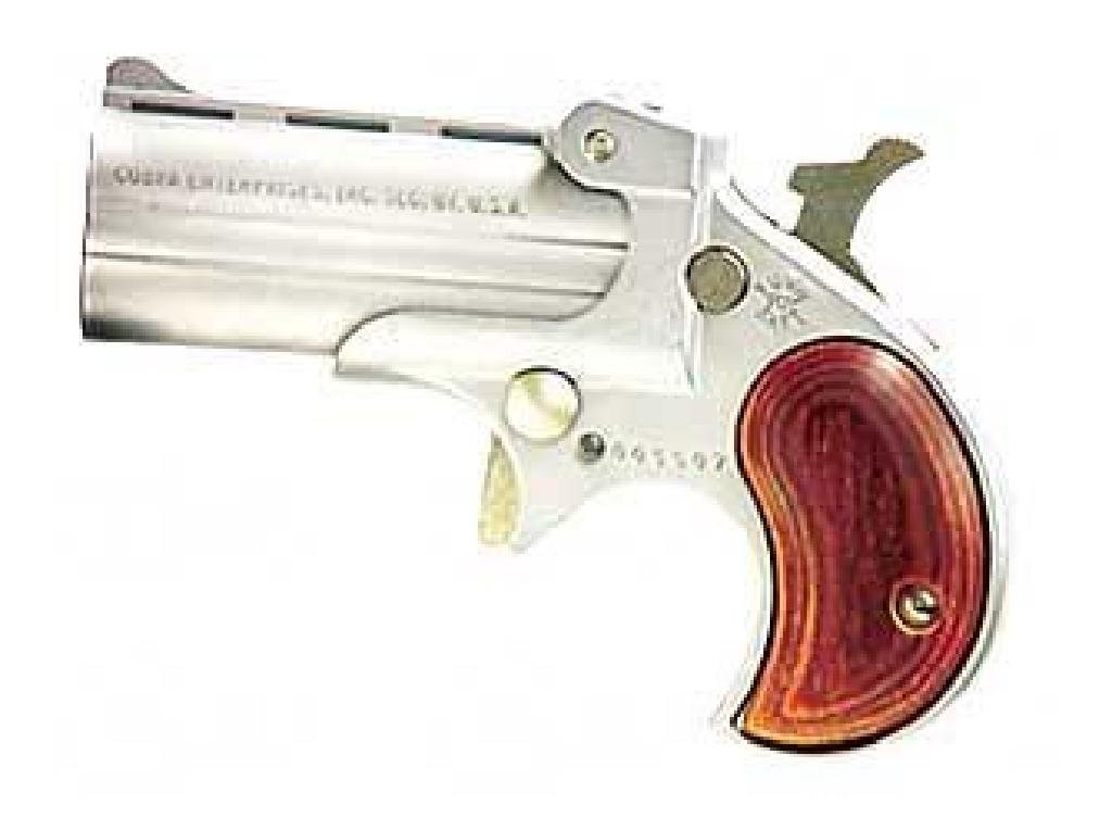 _NEW!_ COBRA 32ACP STN NKL WOOD 832716001107: UPC Code: 832716001107 Manufacturer: Cobra Enterprises Model: C32 Action: Derringer Type: Derringer Caliber: 32 ACP Barrel Length: 2.4" Frame/Material: Alloy Finish/Color: Nickel Grips/Stock: Wood Cap