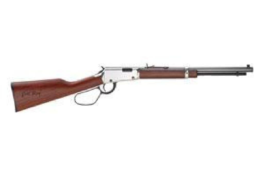 HENRY REPEATING ARMS "EVIL ROY" FRONTIER CARBINE 22 LR: FAMILY:Frontier Series MODEL:Evil Roy Frontier Carbine TYPE:Rifle ACTION:Lever Action FINISH:Blue STOCK/FRAME:Wood Stock STOCK/GRIPS:Wood CALIBER/GAUGE:22 LR CAPACITY:15 rd. BARREL:16.5" OVERALL LENGT