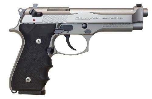 _NEW!_ BERETTA 92FS BRIGADIER 9MM 082442815527: FAMILY: MODEL:92FS Brigadier TYPE:Semi-Auto Pistol ACTION:Double / Single Action FINISH:Stainless STOCK/GRIPS:Black Synthetic CALIBER/GAUGE:9mm CAPACITY:15+1 BARREL:4.9" OVERALL LENGTH:8.5" SIGHTS:Fix