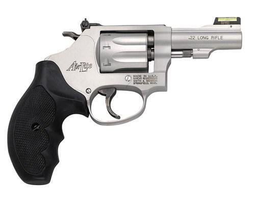 _NEW!_ SMITH AND WESSON 317 KIT GUN 22 LR 022188602210: FAMILY:317 Series MODEL:317 Kit Gun TYPE:Revolver ACTION:Double / Single Action FINISH:Matte Silver STOCK/FRAME:Alloy Frame STOCK/GRIPS:Black Synthetic CALIBER/GAUGE:22 LR CAPACITY:8 BARREL:3" OVERALL